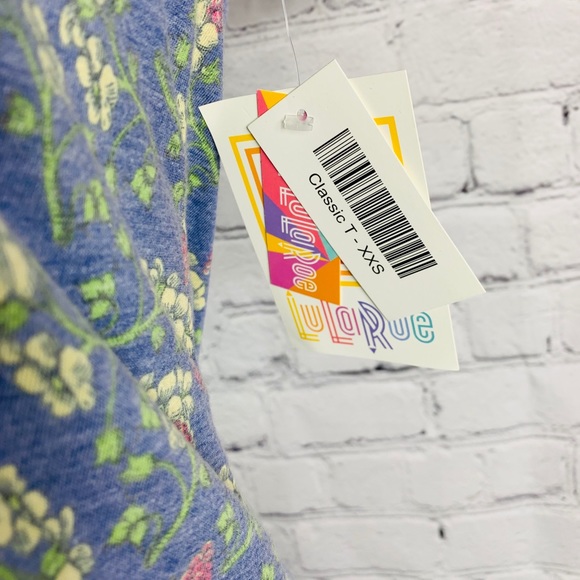 Lularoe Blue Floral Classic T Size XXS - Picture 4 of 4